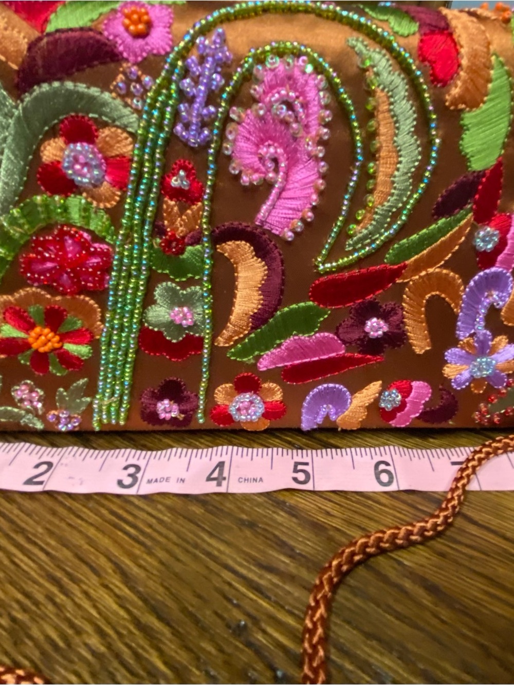 Embroidered Floral Crossbody Clutch in Multicolor